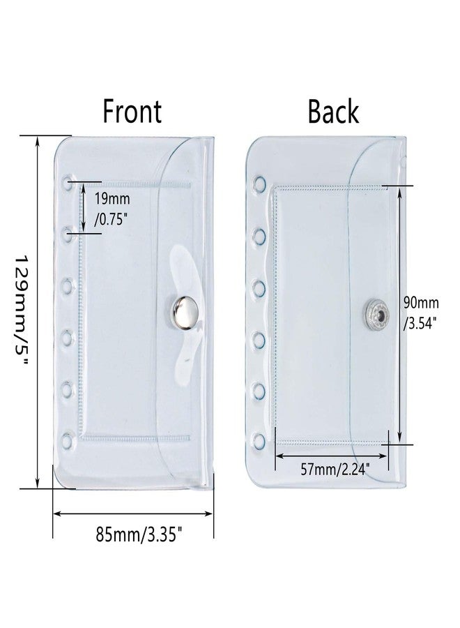 Mogoostry A7 Binder Pockets 3PCS Clear Coin Purse 6 Holes Binder Pouches Snap Closure Clear Wallet Card Holder Keychain Pouch Organizer - Image 2