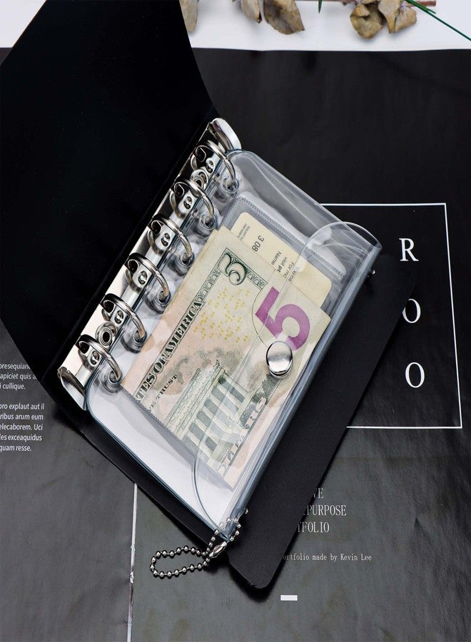 Mogoostry A7 Binder Pockets 3PCS Clear Coin Purse 6 Holes Binder Pouches Snap Closure Clear Wallet Card Holder Keychain Pouch Organizer - Image 5