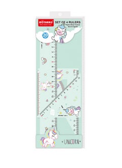 MOTARRO Ruler Math Geometry Tool Ruler Set 4-Pieces  - Image 1