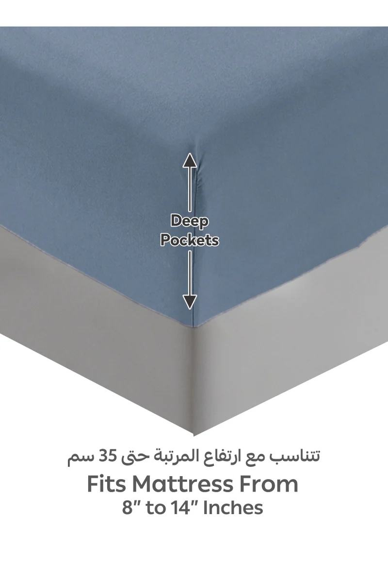 دوناتيلا Bedding Fitted Sheet - Fits 200x200 Cm For King Bed - 3 Pcs (1 Fitted Sheet and 2 Pillowcases) - 35 Cm Deep Pocket - Solid Bed Sheet