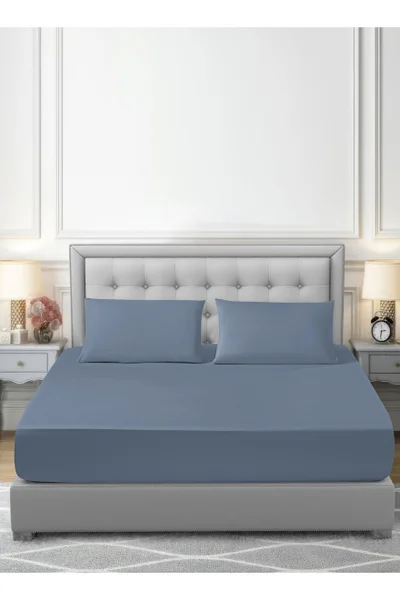 دوناتيلا Bedding Fitted Sheet - Fits 200x200 Cm For King Bed - 3 Pcs (1 Fitted Sheet and 2 Pillowcases) - 35 Cm Deep Pocket - Solid Bed Sheet