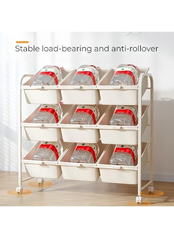 moon-life1 Kids Toy Organizer with 12 Removable Storage Bins & Wheels, Multi-Tier Storage Shelf, Playroom & Bedroom Furniture (White) - Image 4