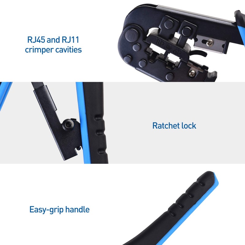 Cable Matters Modular RJ45 Crimp Tool (Ethernet Crimper) with Built-in Wire Cutter and Stripper - 10-Pack Cat6 RJ45 Connectors Included - Image 4