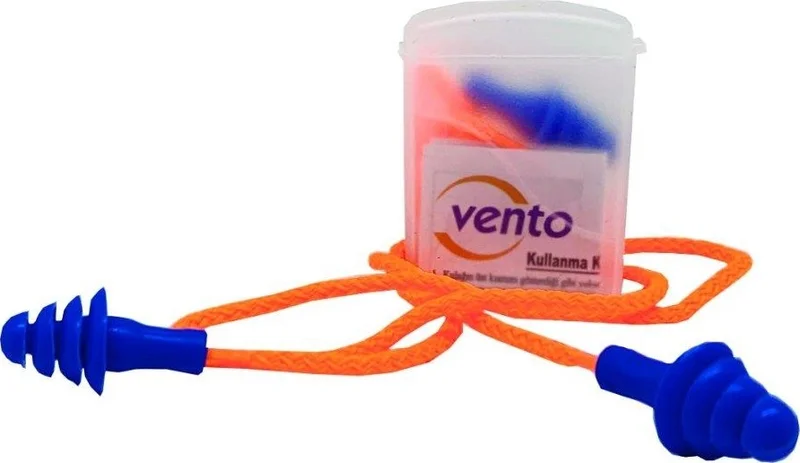 Vento 4 Pieces 26 Db Earplugs Pine Type Plug with Washable Rope Box
