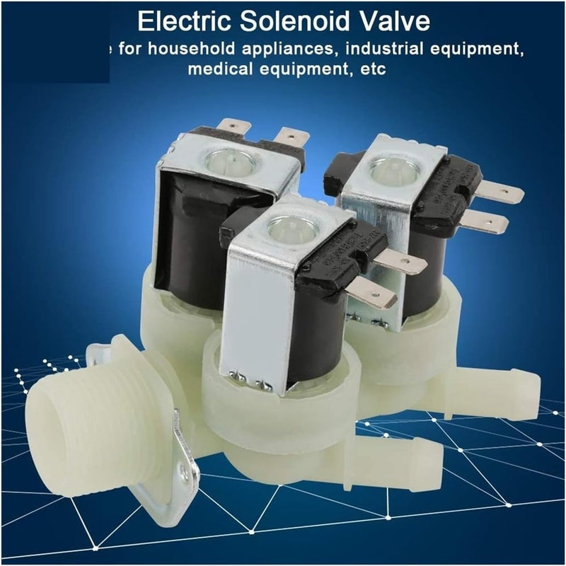 Electric Solenoid Valve 3 Way Water Inlet N/C Normal Closed Electric Washing Machine Solenoid Valve Plastic AC 220V G3/4(DC24V) - Image 3