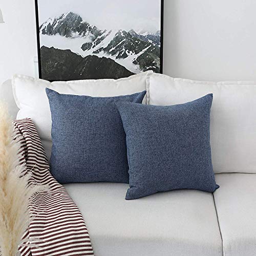 Khooti Jute Cushion Cover | 22x22 Inch | Navy Blue | Set of 2 | Throw Pillow Cover for Couches, Chairs, Sofas, Beds, Coffee Tables, Living Rooms, Bedrooms, Modern Boho Design - Image 1