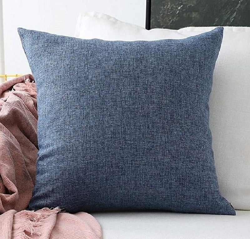 Khooti Jute Cushion Cover | 22x22 Inch | Navy Blue | Set of 2 | Throw Pillow Cover for Couches, Chairs, Sofas, Beds, Coffee Tables, Living Rooms, Bedrooms, Modern Boho Design - Image 4