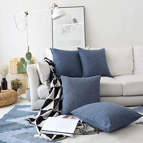 Khooti Jute Cushion Cover | 22x22 Inch | Navy Blue | Set of 2 | Throw Pillow Cover for Couches, Chairs, Sofas, Beds, Coffee Tables, Living Rooms, Bedrooms, Modern Boho Design - Image 2