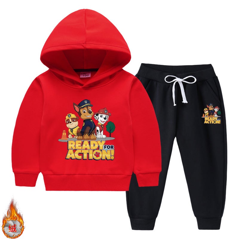 2023 Children'S Hooded Sweater Set Western Style New Middle And Large Children'S Fleece-Lined Thickened Warm Winter Clothes - Image 2