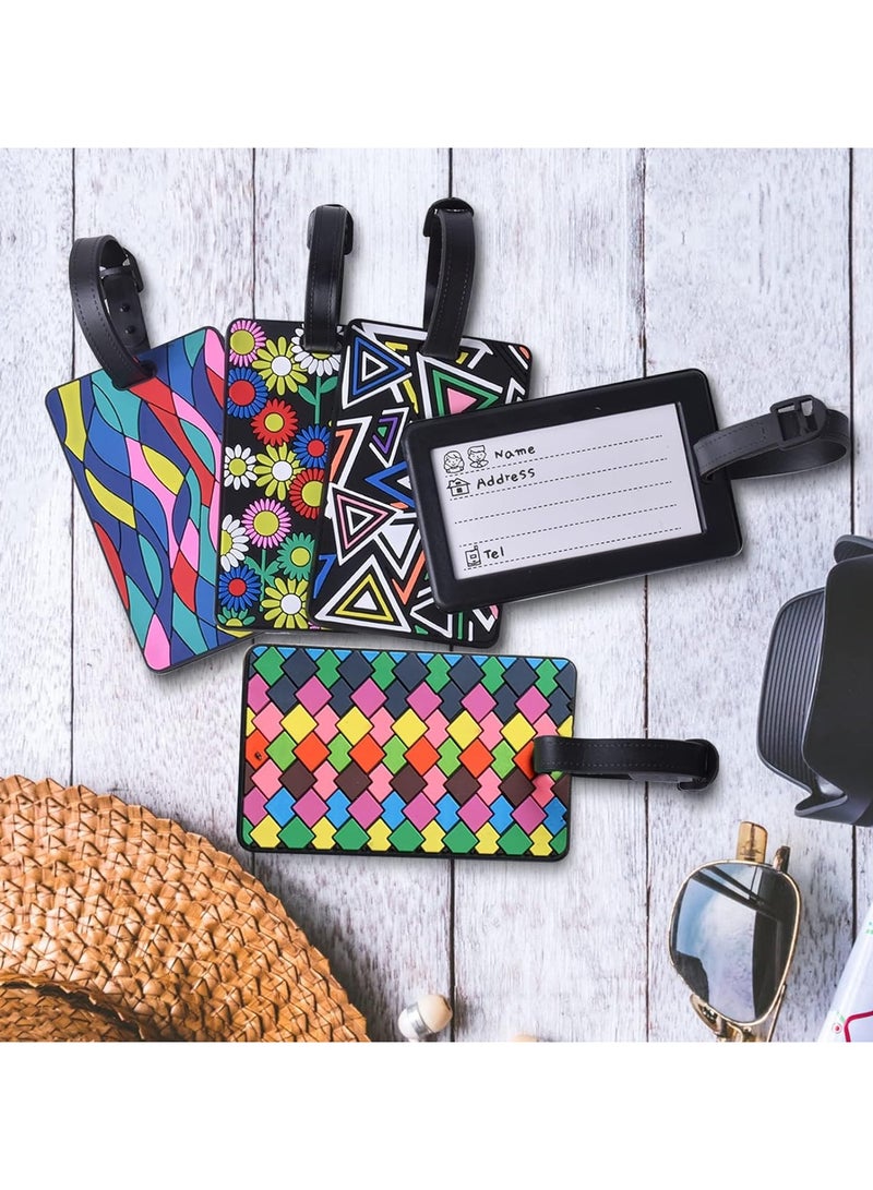KASTWAVE Silicone Luggage Tags and Straps, 5 Pack Luggage Labels, Suitcase Tags, Suitcase Identifier Tags, Baggage Tags, Travel ID Bag Tags with Name ID Card for Travel - Image 5