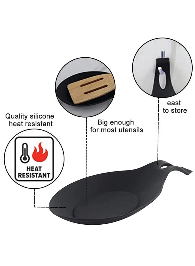 Jeukwud 3 Pack Silicone Spoon Rest for Stove Top, Silicone Spoon Holder for Kitchen Counter, Silicone Spoon Holder for Stove Top for Kitchen Utensils Spatula,Tongs,Ladles - Image 3