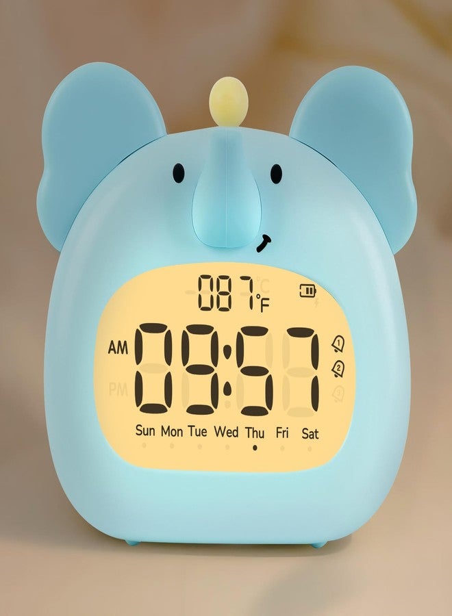 Aokpsrt Elephant Alarm Clock with Night Light for Kids – Cute Digital Sleep Trainer with LED Display, 3 Alarms, Countdown Timer, Adjustable Brightness – Rechargeable Bedside Clock for Boys and Girls - Image 1