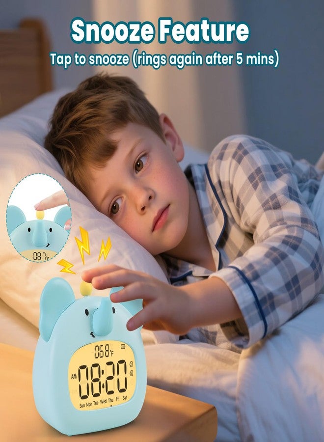 Aokpsrt Elephant Alarm Clock with Night Light for Kids – Cute Digital Sleep Trainer with LED Display, 3 Alarms, Countdown Timer, Adjustable Brightness – Rechargeable Bedside Clock for Boys and Girls - Image 5