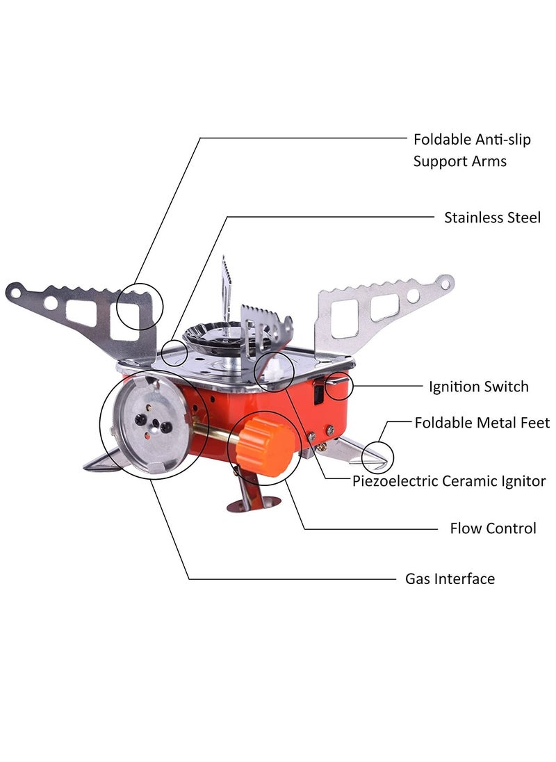 PAMEER Portable Gas Stove 2800 Watt Lightweight Butane Burner Foldable Camping Stove Burner with Electronic Ignition for Outdoors Hiking Backpacking Hunting Cooking  - Image 2