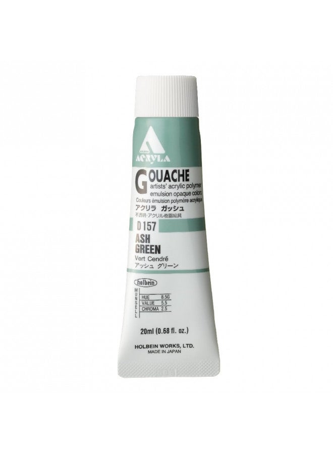 Holbein Acryla Gouache Artists Acrylic Polymer Emulsion, 20ml Ash Green (D157)
