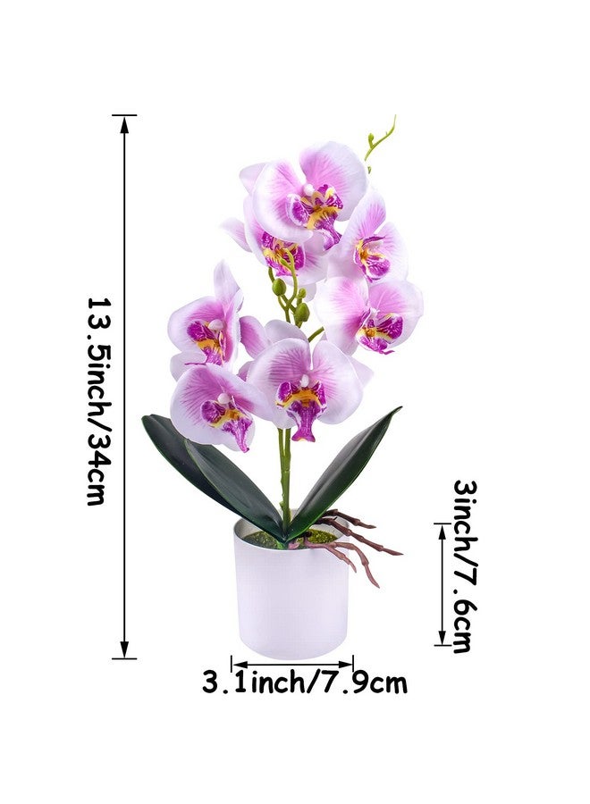 زونور زهور أوركيد صناعية من XONOR، قطعتان من زهور الأوركيد المزيفة في وعاء مع مزهرية بلاستيكية لقطعة مركزية للطاولة وديكور المنزل والمكتب وحفلات الزفاف - Image 3