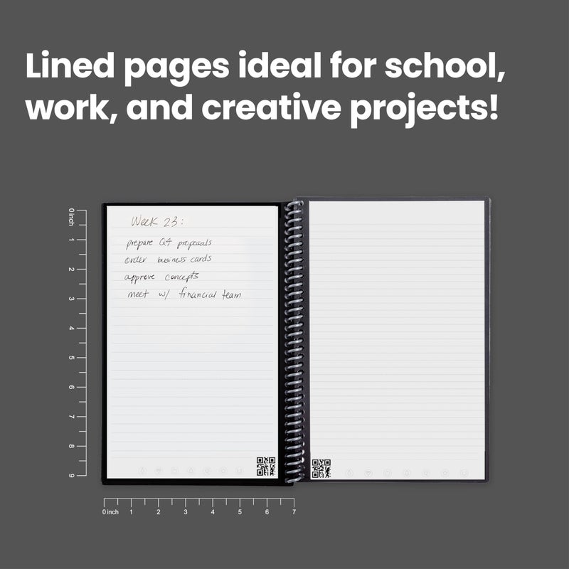 Rocketbook Core Reusable Spiral Notebook, Executive Size 6x8.8, Black - Lined Pages, App-Connected, Erasable, Durable Cover, Ideal for School, Work, and Creative Projects - Image 5