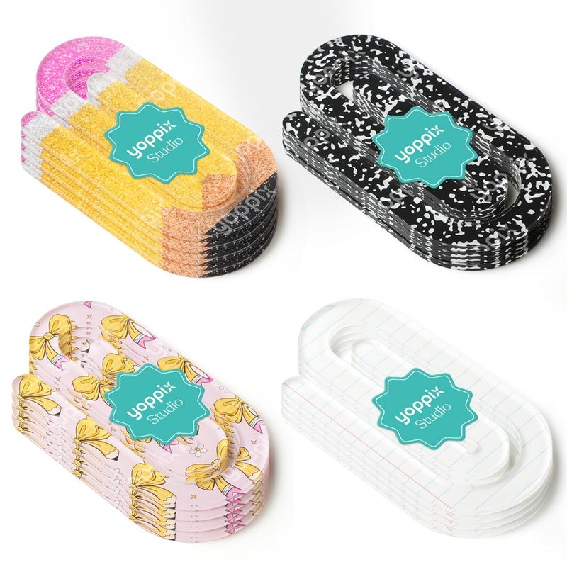 YOPPIX 12 Pcs Jumbo Teacher Acrylic Paper Clips Teacher Appreciation Cute Penci Paperclip Design for Office Classroom Bookmark Gift Book Lovers, Back to School Supplies - Image 1