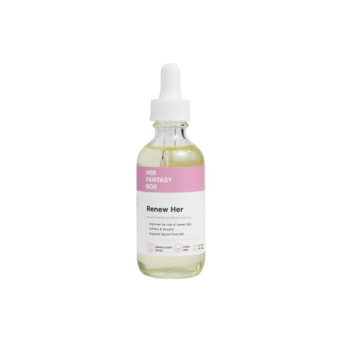 Her Fantasy Box Renew Her | Natural Rejuvenating Yoni Oil for Dark Spots, Ingrown Hair, and Skin Brightening - Nourishing, Moisturizing Formula for All Skin Types