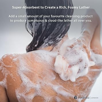 Hydrea London Hydra London Grey Shower Puff Large Exfoliating Bath Loofah Mesh Sponge Premium Quality Luxurious Lather Gentle Exfoliation for Men Women - Image 4