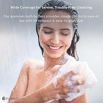 Hydrea London Hydra London Grey Shower Puff Large Exfoliating Bath Loofah Mesh Sponge Premium Quality Luxurious Lather Gentle Exfoliation for Men Women - Image 3