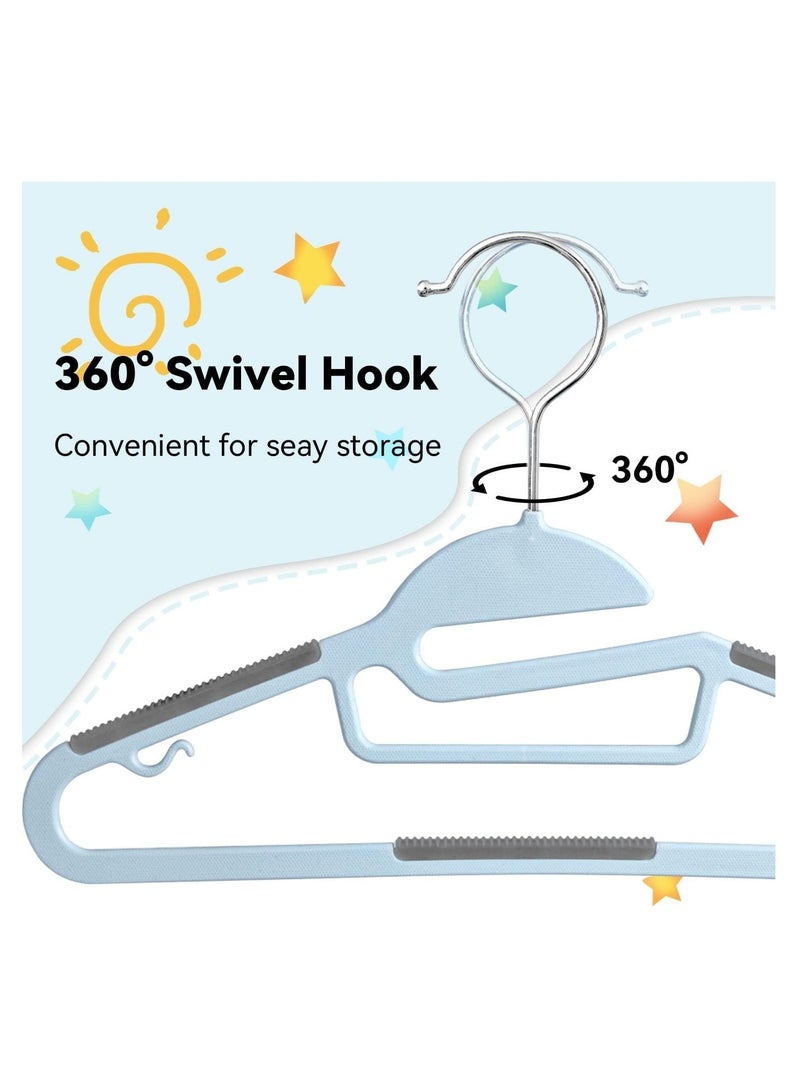 Red Dot Gift Red Dot Gift® Non-Slip Kids Hangers, Plastic Hangers, S-Slide 12" (30cm) with 360° Swivel Hook Space Saving for Children Closet (30 Pack, Blue)  - Image 3