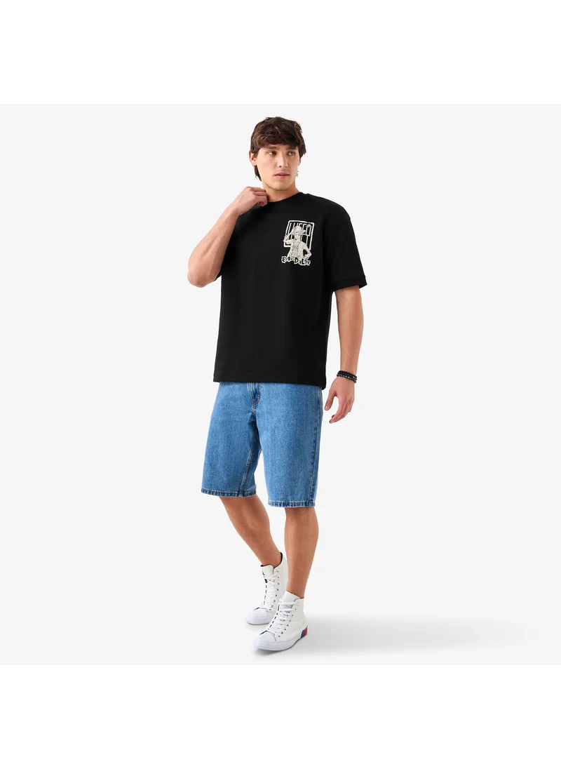 SP Characters One-Piece Print Crew Neck T-shirt with Short Sleeves