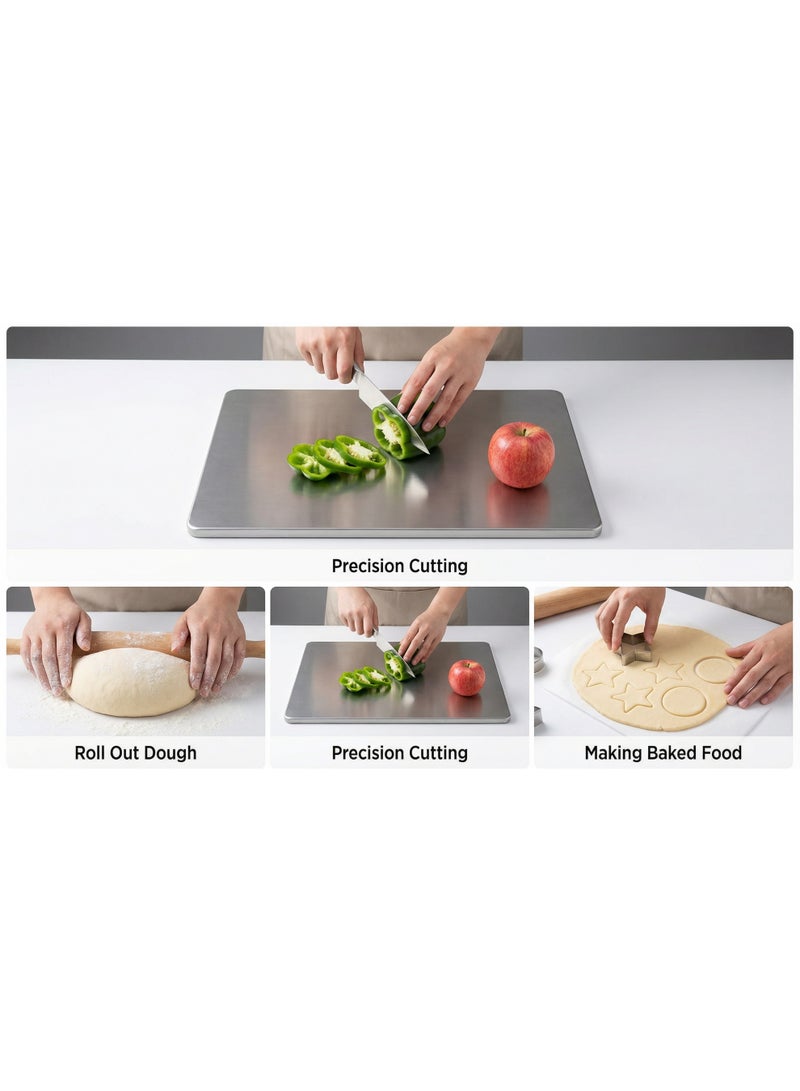 KINGMAZI Stainless Steel Cutting Board with Lip, Large Cutting Boards for Kitchen, Non-Slip Chopping Board for Countertop, Cutting Board for Meat Fruits Vegetables Bread Kneading - Image 3