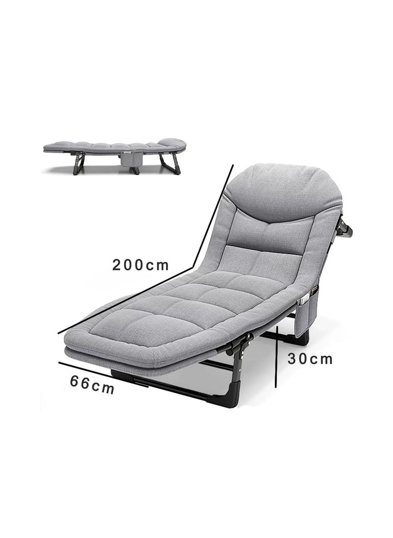 Generic Folding Bed Portable Foldable Camping Bed,Folding Camping Cot for Adults,Portable Lightweight Camping Bed, 5-Position Adjustable Backrest with Strong Steel Frame and 600D Oxford Fabric, Indoor Outdoor Recliner for Travel, Office(Grey) ﻿  - Image 4