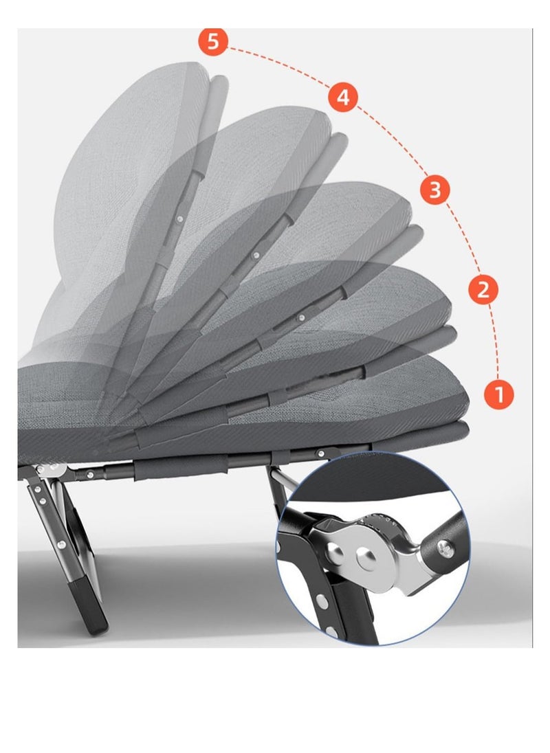 Generic Folding Bed Portable Foldable Camping Bed,Folding Camping Cot for Adults,Portable Lightweight Camping Bed, 5-Position Adjustable Backrest with Strong Steel Frame and 600D Oxford Fabric, Indoor Outdoor Recliner for Travel, Office(Grey) ﻿  - Image 5