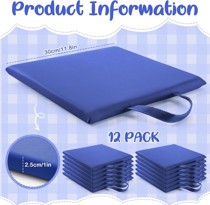 Suzile 12 Pcs 12'' Square Floor Cushions for Kids Classroom Flexible Floor Seating Elementary with Handles Classroom Carpet Cushions for Adults Toddlers Daycare Preschool School(Navy) - Image 2