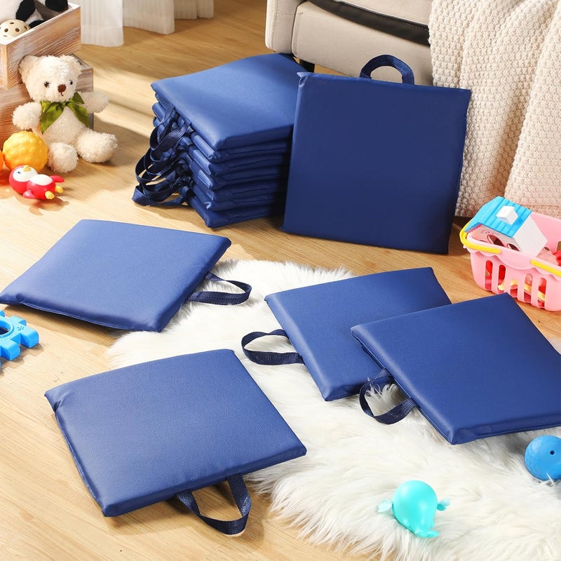 Suzile 12 Pcs 12'' Square Floor Cushions for Kids Classroom Flexible Floor Seating Elementary with Handles Classroom Carpet Cushions for Adults Toddlers Daycare Preschool School(Navy) - Image 5