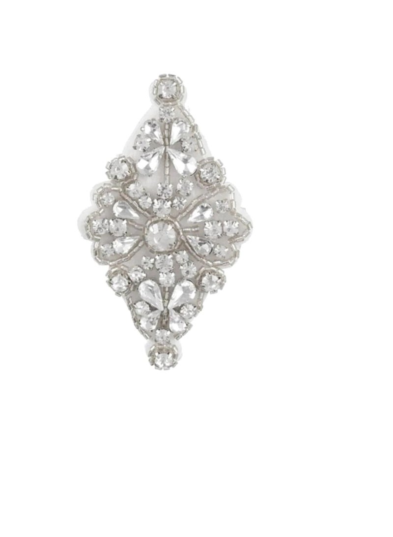 زين الزفاف الفضي: شكل الماس مع الديكور وأحجار الراين - Image 2