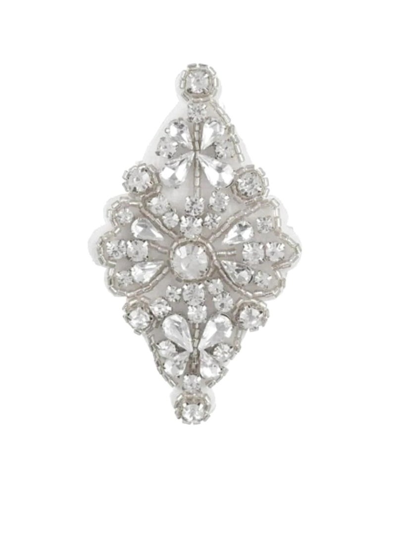 زين الزفاف الفضي: شكل الماس مع الديكور وأحجار الراين - Image 1