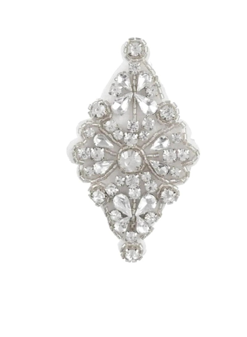 زين الزفاف الفضي: شكل الماس مع الديكور وأحجار الراين - Image 3