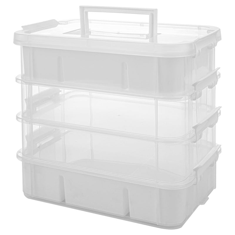 CraftGenes Craft Organizers and Storage, 10QT 4-Layer Durable Sewing Organizer for Sewing Supplies with 2 Removable Trays, DIY Kit Container for Seasonal Decor, Tool, Scrapbook and Art Supplies - Image 1