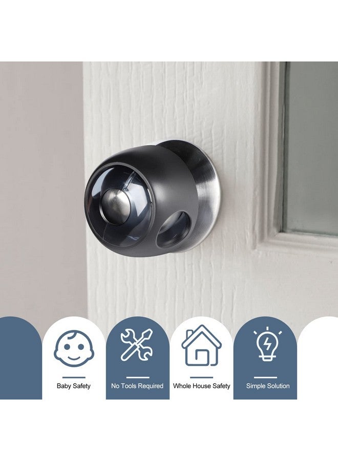 CLYMENE Improved Door Knob Covers Child Proof Door Handle Covers Child Safety, Baby Proof Door Knob Locks for Kids, 4 Pack (Clear-Black) - Image 2