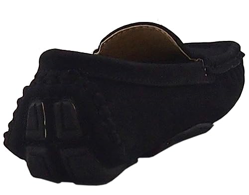 DADAWEN Toddler Little Kid Boys Girls Soft Suede Leather Slip On Penny Loafer Dress Shoes Moccasin Flat Boat Shoes Wedding Church Oxford Black US Size 8 M Toddler - Image 5