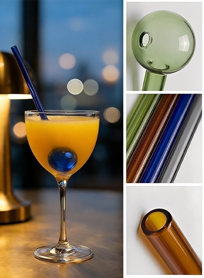 SUCITY 14 Pack with 2 Cleaning Brush Breakproof Glass Straws-Durable Reusable Glass Straws-For Drinks-Herbs-Smoothies-Aromatherapy（Multicolor Long） - Image 3