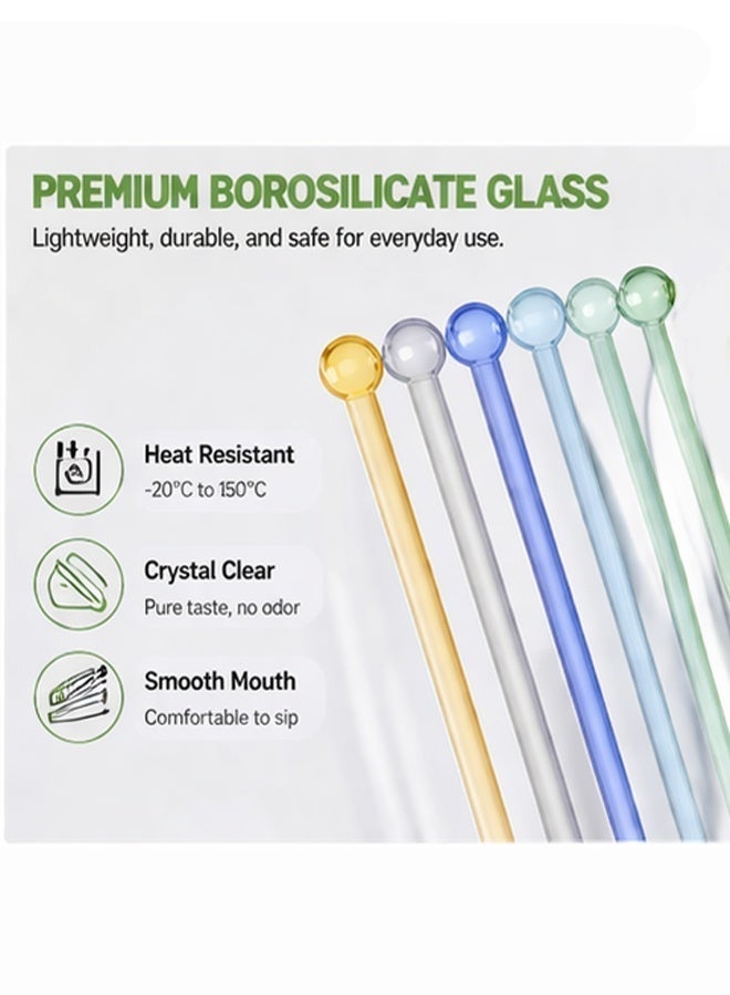SUCITY 14 Pack with 2 Cleaning Brush Breakproof Glass Straws-Durable Reusable Glass Straws-For Drinks-Herbs-Smoothies-Aromatherapy（Multicolor Long） - Image 4