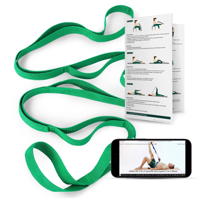 Trideer Stretching Strap Yoga Strap for Physical Therapy, 10 Loops Yoga Straps for Stretching, Non-Elastic Stretch Strap for Pilates, Exercise, Stretch Band for Women & Men - Image 1