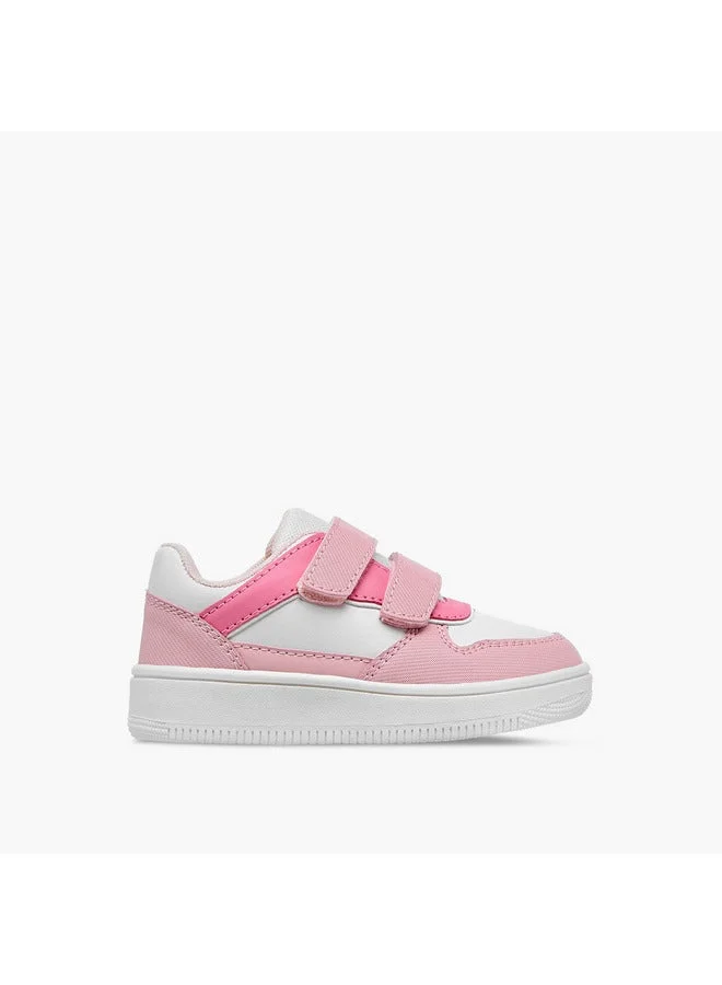 Girls Panelled Sneakers with Hook and Loop Closure