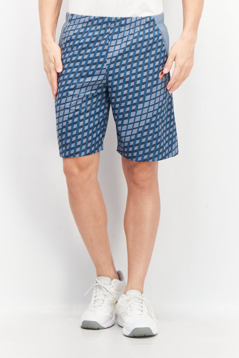 asics Men Sportswear Fit Drawstring Training Shorts, Slate Blue/Black Combo - Image 1