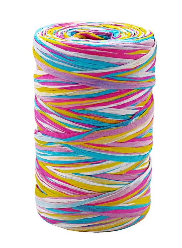 Zikra Colored Paper String Raffia Ribbon, Craft Ribbon Packing Paper Twine Raffia Yarn Paper Ribbon for Valentine Box Wrapping Party Festival Holiday Wedding Decor - Image 1