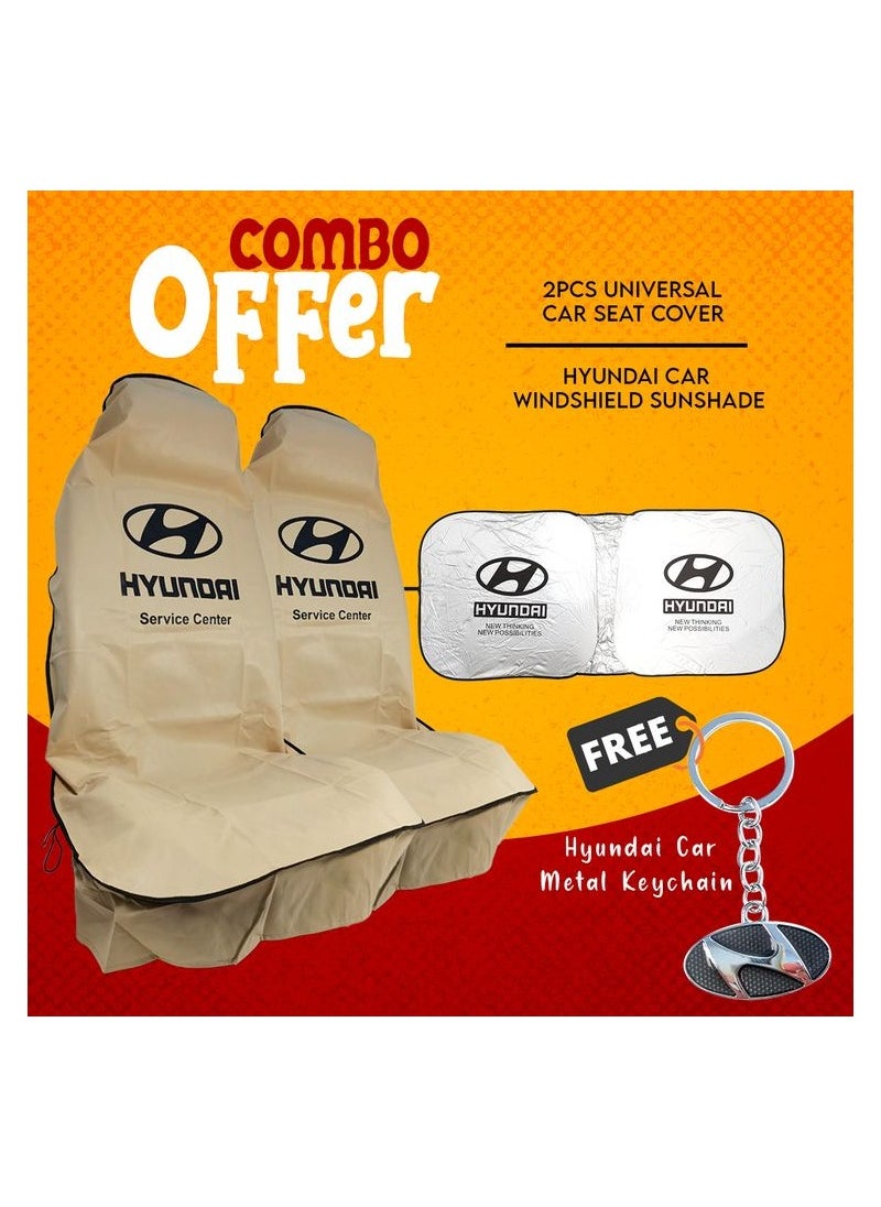 HYUNDAI Buy 2 Pcs Car Seat Cover Windshield Car Sunshade Get Free Metal Car Keychain  - Image 1