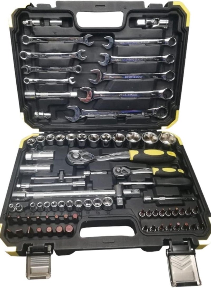 GGOOT Tool Box Professional Combination Car Repair Tool Kit 82 PCS Vehicle Combined Repairing Hardware Ratchet Socket Wrench Tools Set Box (A) Small Gift  - Image 2