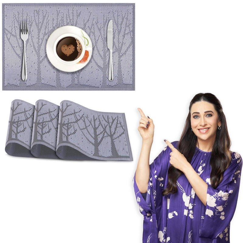 HOKIPO PVC Heat Resistant Dinner Tablemats - 45x30 cm,Set of 4 (AR608) - Image 1