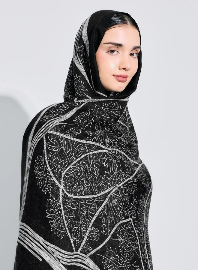 Amirah Black All Over Print Hijab 85x180 cm