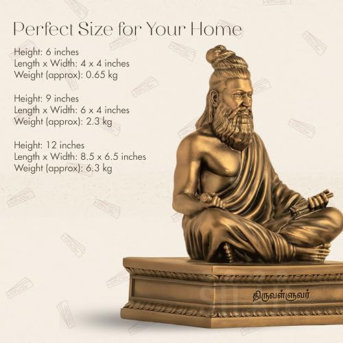 SILAII Thiruvalluvar Sculpture - 6 Inch, Antique Bronze Colour - Image 4