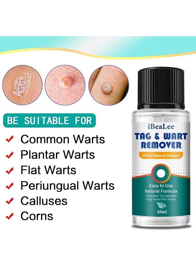  iBealee Natural & Safe Wart And Mole Remover Liquid, Wart Remover Liquid, Salicylic Acid Fast-Acting Formula For Plantar Warts, Skin Tags, Corns & Callus Removal, Pain-Free Scar-Free Treatment, Toes & Foot Care For Men & Women, 20ml - Image 4